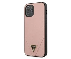 Guess Saffiano V – dėklas, skirtas iPhone 12 / iPhone 12 Pro, rožinis