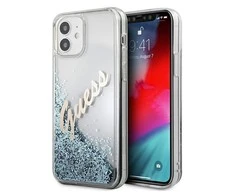 Apple iPhone 12 Mini Guess dėklas Glitter Vintage Script (GUHCP12SGLVSBL) mėlynos spalvos