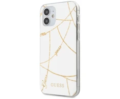 Dėklas GUESS GUHCP12SPCUCHWH HARD CASE GOLD CHAIN COLLECTION IPHONE 12 MINI Baltas