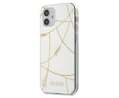 Dėklas GUESS GUHCP12SPCUCHWH HARD CASE GOLD CHAIN COLLECTION IPHONE 12 MINI Baltas