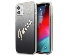 Apple iPhone 12 Mini Guess dėklas Glitter Gradient Script (GUHCP12SPCUGLSBK) juodos spalvos