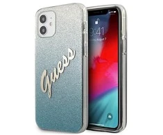 Apple iPhone 12 Mini Guess dėklas Glitter Gradient Script (GUHCP12SPCUGLSBL) mėlynos spalvos