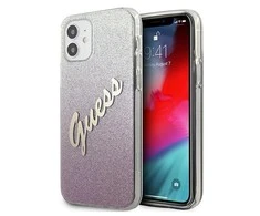 Dėklas GUESS GLITTER GRADIENT SCRIPT IPHONE 12 MINI Rožinis