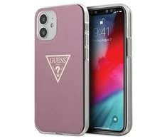 Apple iPhone 12 Mini Guess dėklas Metallic Collection (GUHCP12SPCUMPTPI) rožinės spalvos