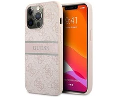 Dėklas GUHCP13L4GDPI Guess PU 4G Printed Stripe Case, skirtas iPhone 13 Pro, rožinis