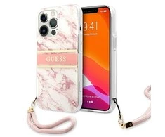 Dėklas Guess GUHCP13LKMABPI iPhone 13 Pro / 13 6,1" rožinis/pink hardcase Marble Strap Collection