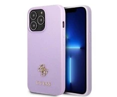 Apple iPhone 13 Pro Guess dėklas Saffiano 4G Small Metal Logo violetinės spalvos