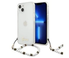 Guess GUHCP13SKPSWH iPhone 13 mini 5,4" skaidrus kietas dėklas Baltas Pearl