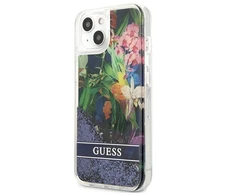 Dėklas GUESS GUHCP13SLFLSB IPHONE 13 MINI 5.4 "Mėlynas/Mėlynas HARDCASE FLOWER LIQUID GLITTER