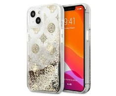 Guess Apple iPhone 13 Mini 5,4" dėklas Peony Liquid Glitter GUHCP13SLGPEGO aukso spalvos