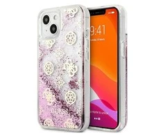 Dėklas GUESS HARDCASE 4G GUHCP13SLGPEPI IPHONE 13 MINI PEONY LIQUID GLITTER Rožinis