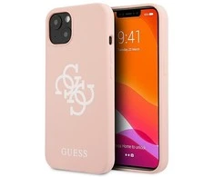 Apple iPhone 13 Mini Guess Hard dėklas Silicone 4G Logo (GUHCP13SLS4GWPI) rožinės spalvos