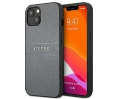 Dėklas Apple iPhone 13 Mini Guess Saffiano Strap (GUHCP13SPSASBGR) pilkos spalvos