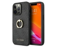 Guess GUHCP13X4GMRGR iPhone 13 Pro Max 6,7" pilkas/pilkas kietas 4G dėklas su žiediniu stovu