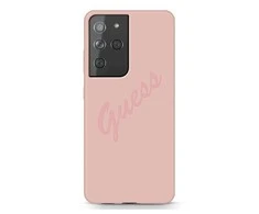 Samsung Galaxy S21 Ultra Guess dėklas Script Vintage (GUHCS21LLSVSPI) rožinės spalvos