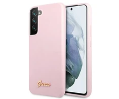 Samsung Galaxy S22 Plus Guess silikoninis dėklas Script Metal Logo (GUHCS22MLSLMGLA) violetinės spalvos