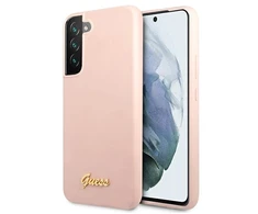 Samsung Galaxy S22 Plus Guess silikoninis dėklas Script Metal Logo (GUHCS22MLSLMGPP) light rožinės spalvos