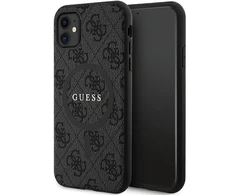 Dėklas GUESS GUHMN61G4GFRK IPHONE 11 6.1 " / XR Juodas / Juodas HARDCASE 4G COLLECTION LEATHER METAL LOGO MAGSAFE