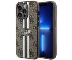 Apple iPhone 14 Pro Max Guess dėklas 4G Printed Stripe MagSafe (GUHMP14XP4RPSW) rudos spalvos