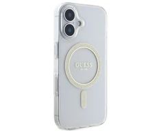 Guess GUHMP16MHFGERET Apple iPhone 16 Plus 6.7″ skaidrus kietas dėklas IML Glitter Circle