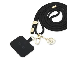 Guess GUOUCNMG4EK Universal CBDY Cord Strap dėklas telefonui juodos spalvos Nylon 4G Metal Charm