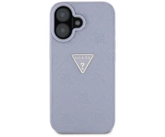 Guess Hot Stamp 4G Pattern Triangle Metal Logo Apple iPhone 16 dėklas telefonui violetinės spalvos