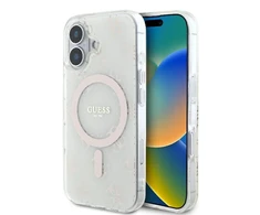 Apple iPhone 16 Plus Guess IML 4G Background MagSafe (GUHMP16MH4DTEH) dėklas telefonui baltos spalvos