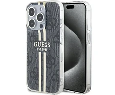 Dėklas GUESS GUHCP15LH4SGK IPHONE 15 PRO 6.1 "Juodas/Juodas HARDCASE IML 4G GOLD STRIPE