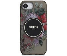 Guess IML Flowers MagSafe iPhone 16e Dėklas - Juodas