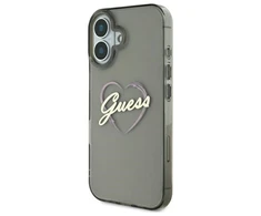 Guess IML Heart Apple iPhone 16 Plus - dėklas telefonui juodos spalvos