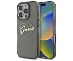 Guess IML Heart Apple iPhone 16 Pro - dėklas telefonui juodos spalvos