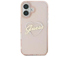 Guess IML Heart Apple iPhone 16 - dėklas telefonui rožinės spalvos