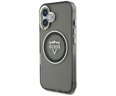 Guess IML Metal Mountain Logo MagSafe Apple iPhone 16 dėklas telefonui juodos spalvos