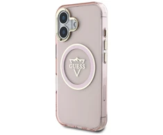 Guess IML Metal Mountain Logo MagSafe Apple iPhone 16 dėklas telefonui rožinės spalvos