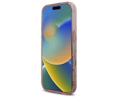 Guess GUHMP16LH4PYEEP Apple iPhone 16 Pro 6.3″ rožinės spalvos kietas dėklas IML Peony On 4G Background MagSafe