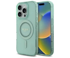 Guess IML Rhinestones MagSafe Apple iPhone 16 Pro Max Case - dėklas telefonui žalios spalvos