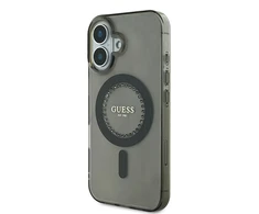 Guess GUHMP16MPFTDTEK Apple iPhone 16 Plus 6.7″ juodos spalvos kietas dėklas IML Rhinestones MagSafe