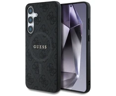 Guess Leather 4G Colored Ring Classic Logo MagSafe Samsung Galaxy S25 dėklas telefonui juodos spalvos