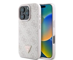 Guess Leather 4G Triangle Strass MagSafe Apple iPhone 16 Pro – dėklas telefonui rožinės spalvos