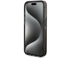 Dėklas GUESS GUHCP15LLFCSEGK IPHONE 15 PRO 6.1 "Juodas/Juodas HARDCASE LIQUID GLITTER GOLD STRIPES