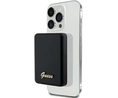 Guess Powerbank indukcinis 5W GUPBM3ALGSGK 3000mAh juodos spalvos MagSafe Metal Script Logo