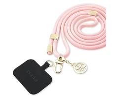 Dėklas Guess GUOUCNMG4EP Universal CBDY dirželis rožinės spalvos Nylon 4G Metal Charm