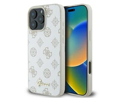 Apple iPhone 16 Pro Guess Peony Script Logo MagSafe (GUHMP16LPGPYSH) dėklas telefonui baltos spalvos
