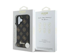 Guess GUHMP16MPGPYSK Apple iPhone 16 Plus 6.7″ juodos spalvos kietas dėklas PU Peony Script MagSafe