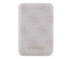 Guess Powerbank indukcinis 15W GUPB5FP4EMGP 5000mAh rožinės spalvos 4G Leather Metal Logo MagSafe