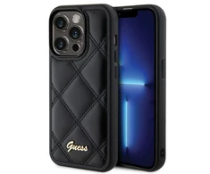 Dėklas GUESS GUHCP15LPSQSQSK IPHONE 15 PRO 6.1 "Juodas/Juodas HARDCASE QUILTED METAL LOGO
