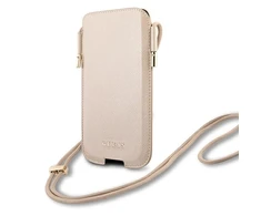 Guess Saffiano Pouch – Phone bag S / M max 6.1 (auksinis)