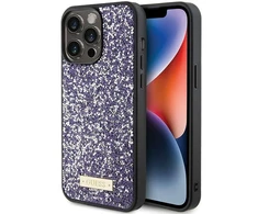 Guess Rhinestone Metal Logo dėklas, skirtas iPhone 15 Pro Max - rožinis