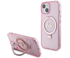 Dėklas GUESS GUHMP15MHRSGSP IPHONE 15 PLUS / 14 PLUS 6.7 "Rožinis / Rožinis HARDCASE RING STAND SCRIPT GLITTER MAGSAFE