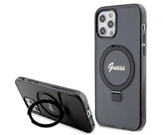 Guess Ring Stand Script Glitter MagSafe Apple iPhone 12/12 Pro - dėklas telefonui juodos spalvos